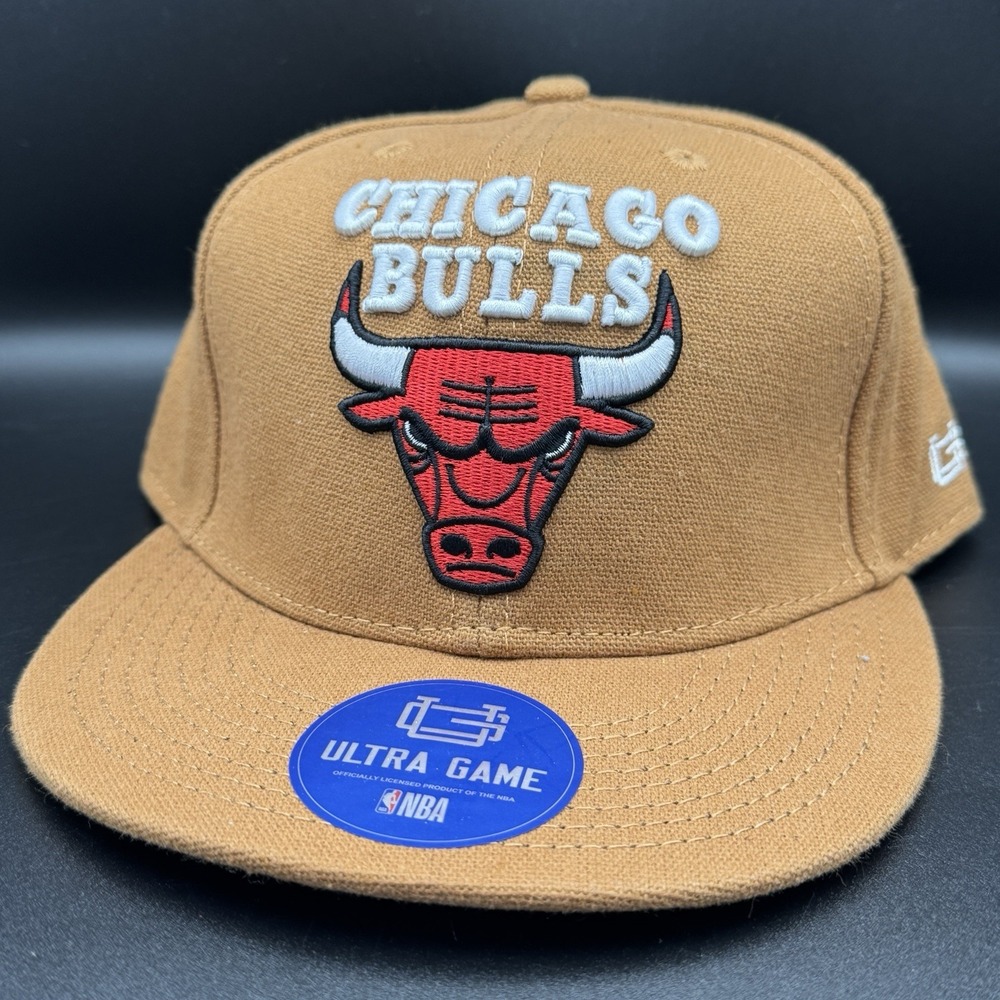 Official NBA Chicago Bulls Snapback Hat OS Adjustable Cap Ultra Game Brown New‎